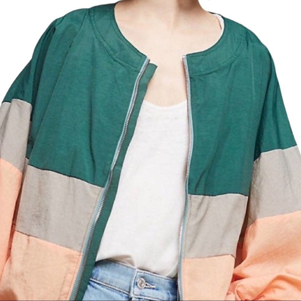 Anthropologie Windbreaker Jacket Color block Poncho Style Layering